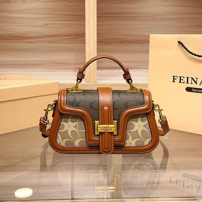 Light Luxury Niche Design Contrasting Color Saddle Bag 2025 New High-End Handbag Versatile Single Shoulder Crossbody Bag