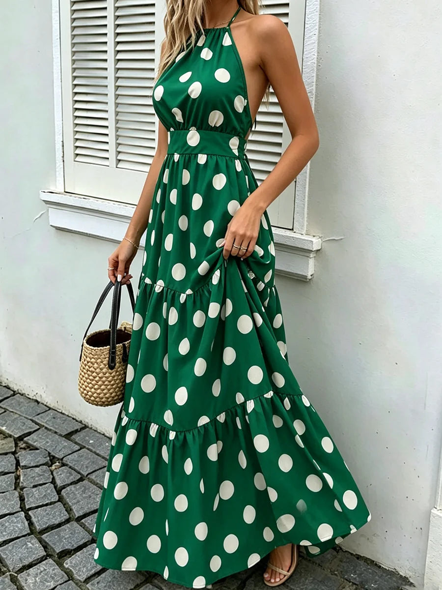 Vestido Longo Poá Ilha