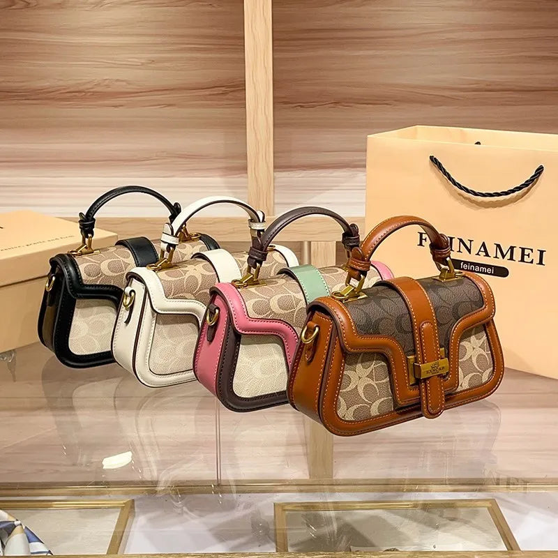 Light Luxury Niche Design Contrasting Color Saddle Bag 2025 New High-End Handbag Versatile Single Shoulder Crossbody Bag