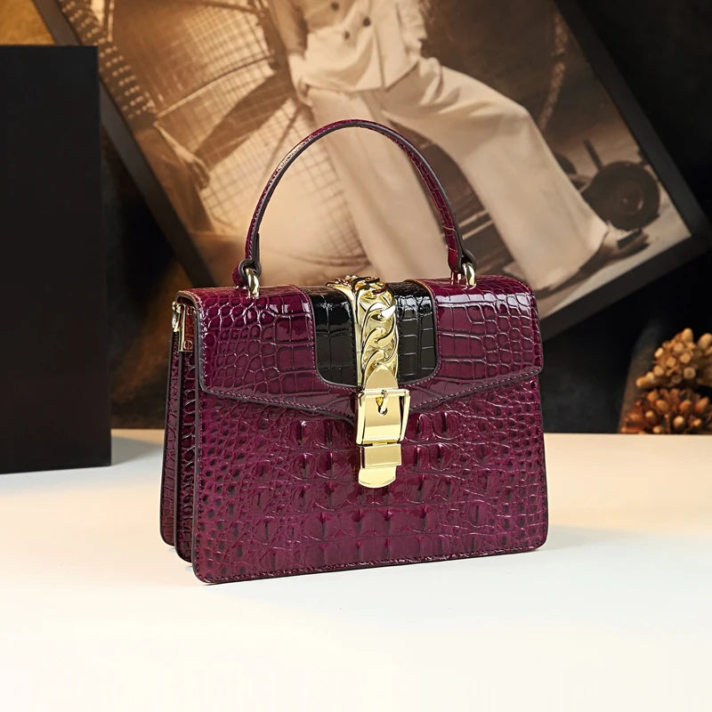 Luxury Fashion Brand Women's Handbags Genuine Leather Shoulder Crossbody Bag Crocodile Small Hard Square Portable Messenger Bags