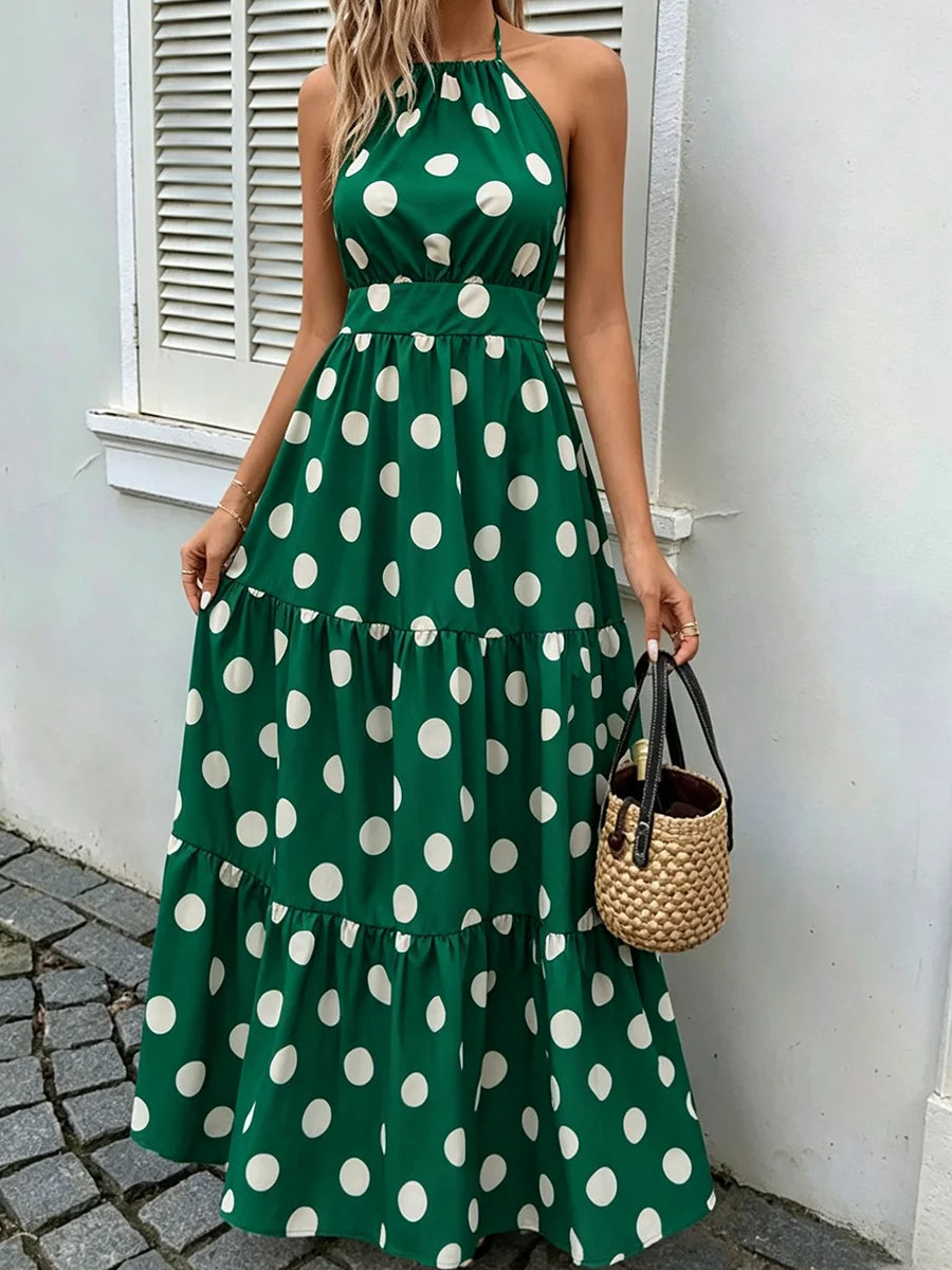 Vestido Longo Poá Ilha