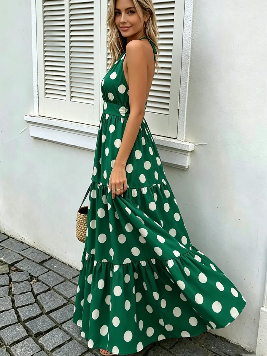Vestido Longo Poá Ilha