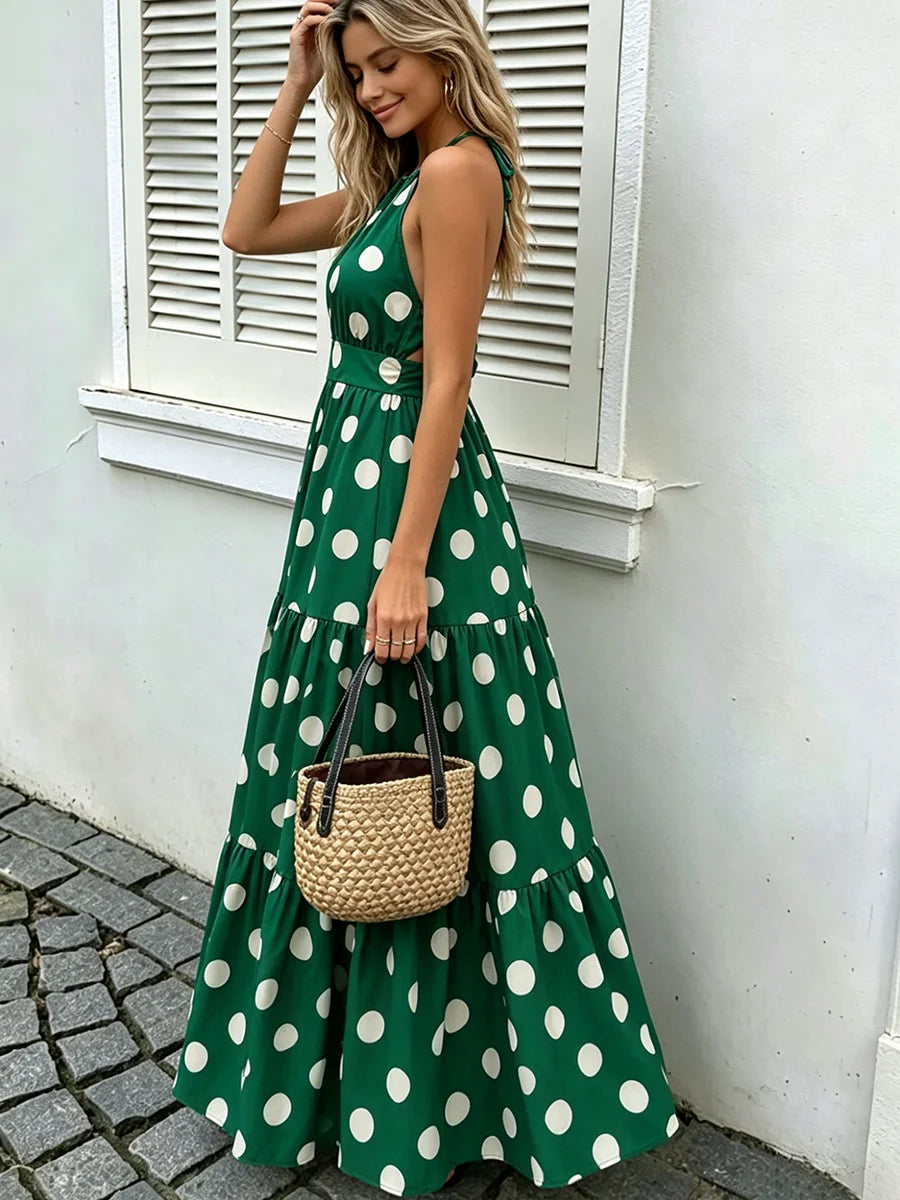 Vestido Longo Poá Ilha