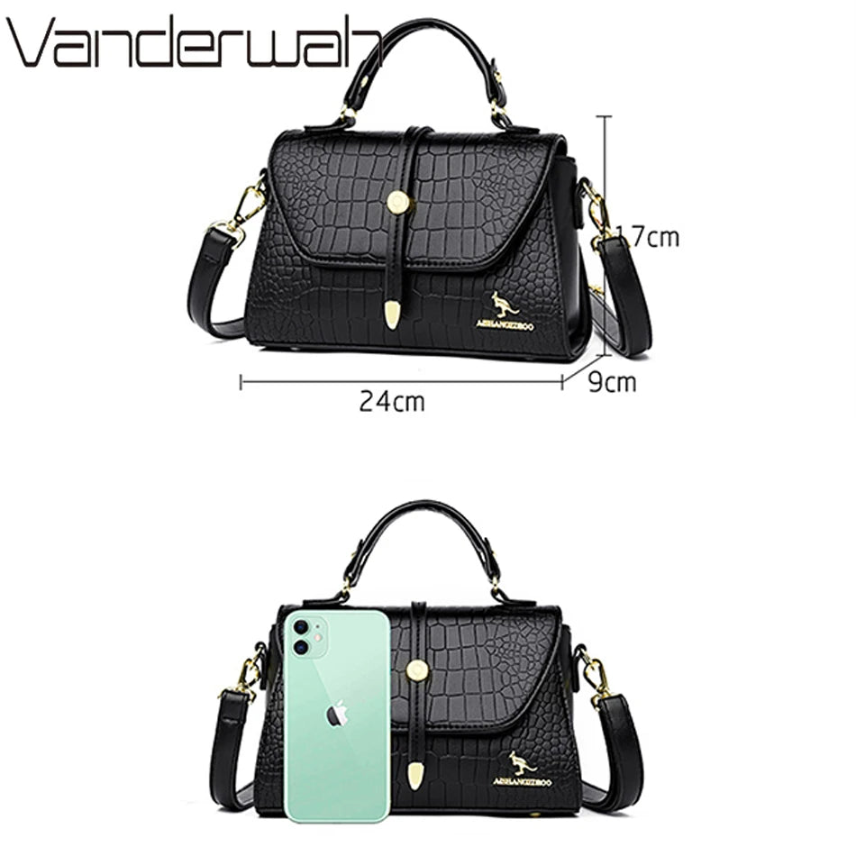 2024 Brand Crocodile Leather Crossbody Bags for Women Female Shoulder Messenger Sac Luxury Designer Ladies Handbags and Purses
