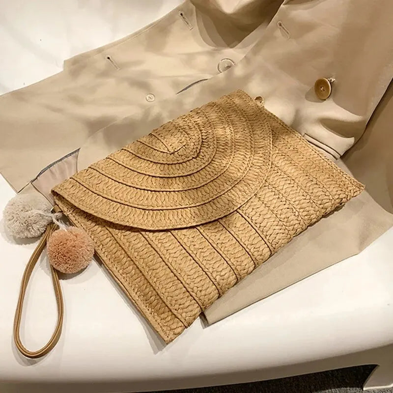 Bolsa Clutch de Palha Aurora