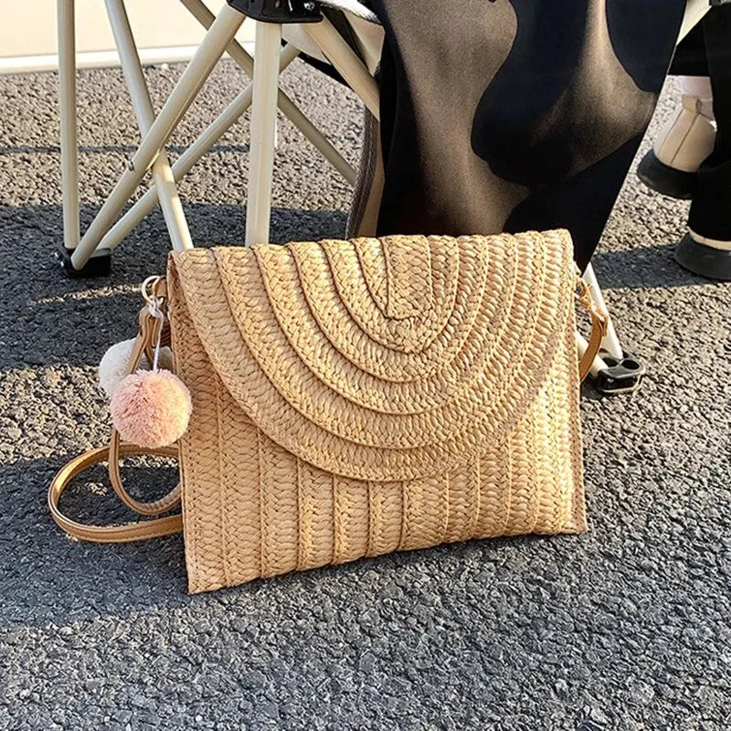 Bolsa Clutch de Palha Aurora